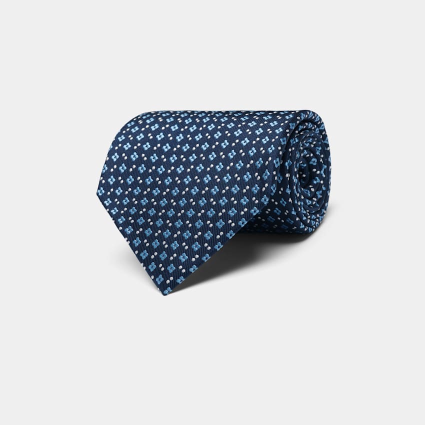 SUITSUPPLY Pure Silk Blue Flowers Tie