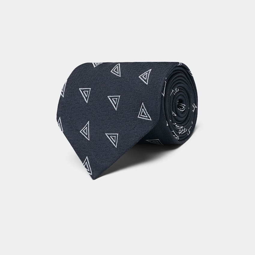SUITSUPPLY Pure Silk by Fermo Fossati, Italy Navy Graphic Tie