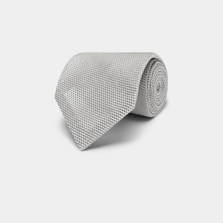 SUITSUPPLY Reine Seide Krawatte hellgrau