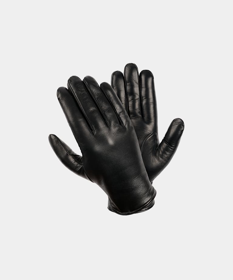 SUITSUPPLY Leather Black Gloves