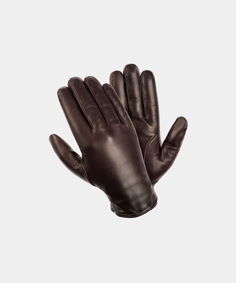 SUITSUPPLY Leather Dark Brown Gloves