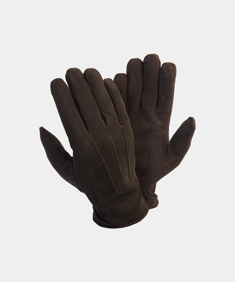 SUITSUPPLY Suede Brown Gloves