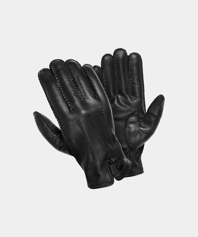 SUITSUPPLY Hirschleder Handschuhe schwarz