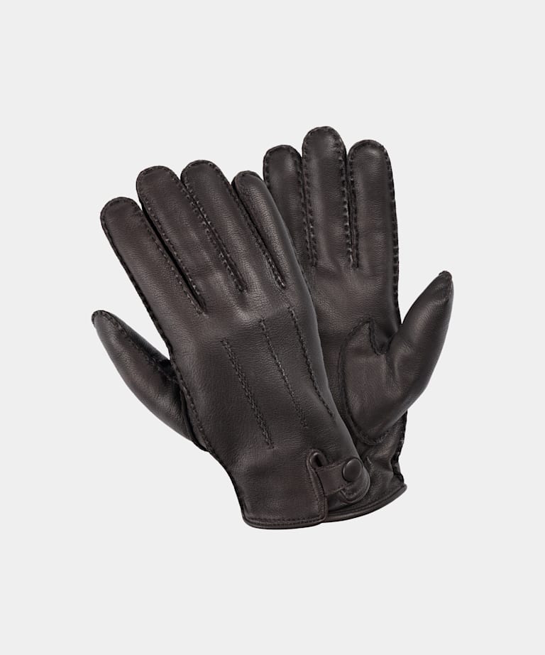 SUITSUPPLY Deer Leather Brown Gloves