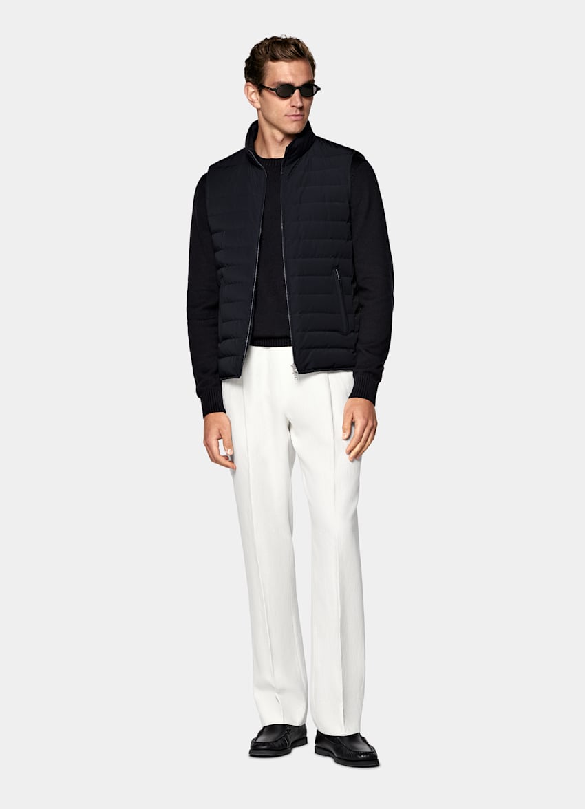 Navy Padded Down Zip Vest