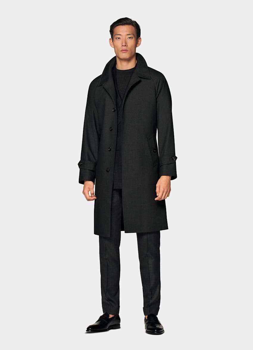 Dark Grey Belted Trench Coat