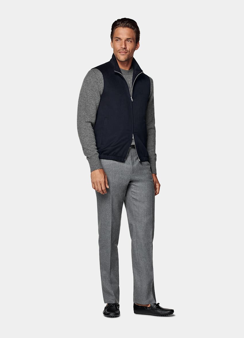 Veste sans manches zippée bleu marine