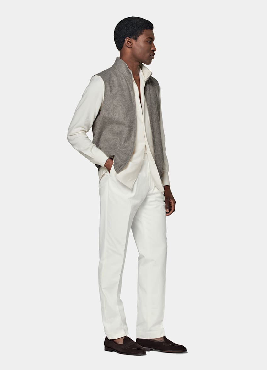 Taupe & Off-White Reversible Vest