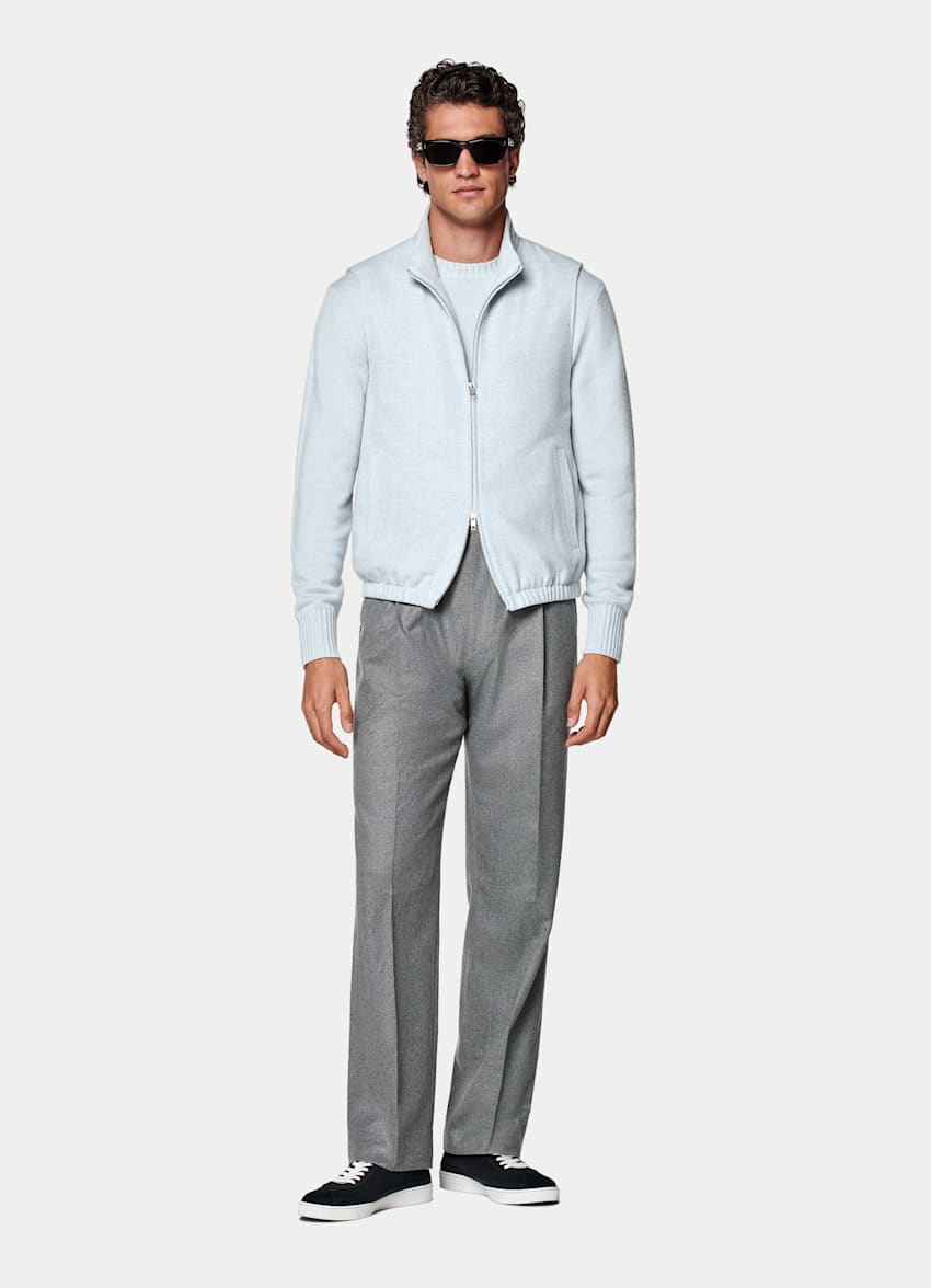 Veste sans manches zippée bleu clair