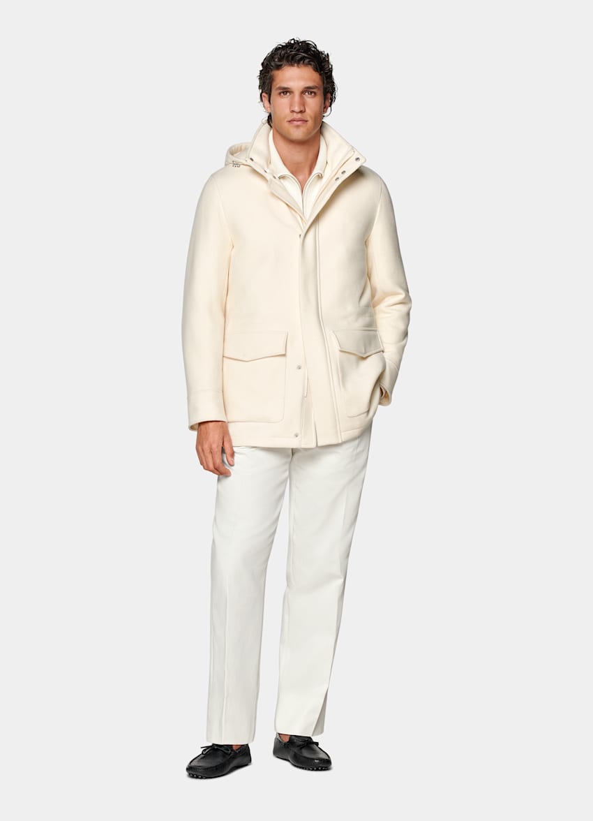 Parka acolchada color crudo