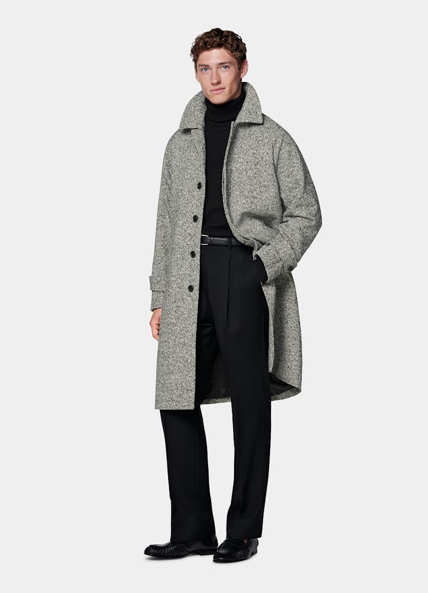 Black Relaxed Raglan Overcoat