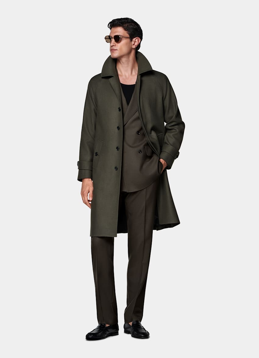 Green Relaxed Raglan Overcoat