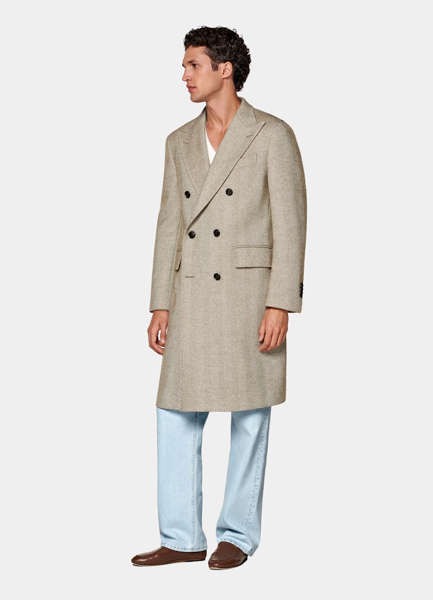 Green Herringbone Overcoat