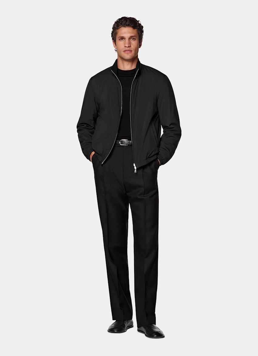 Black Reversible Bomber Jacket