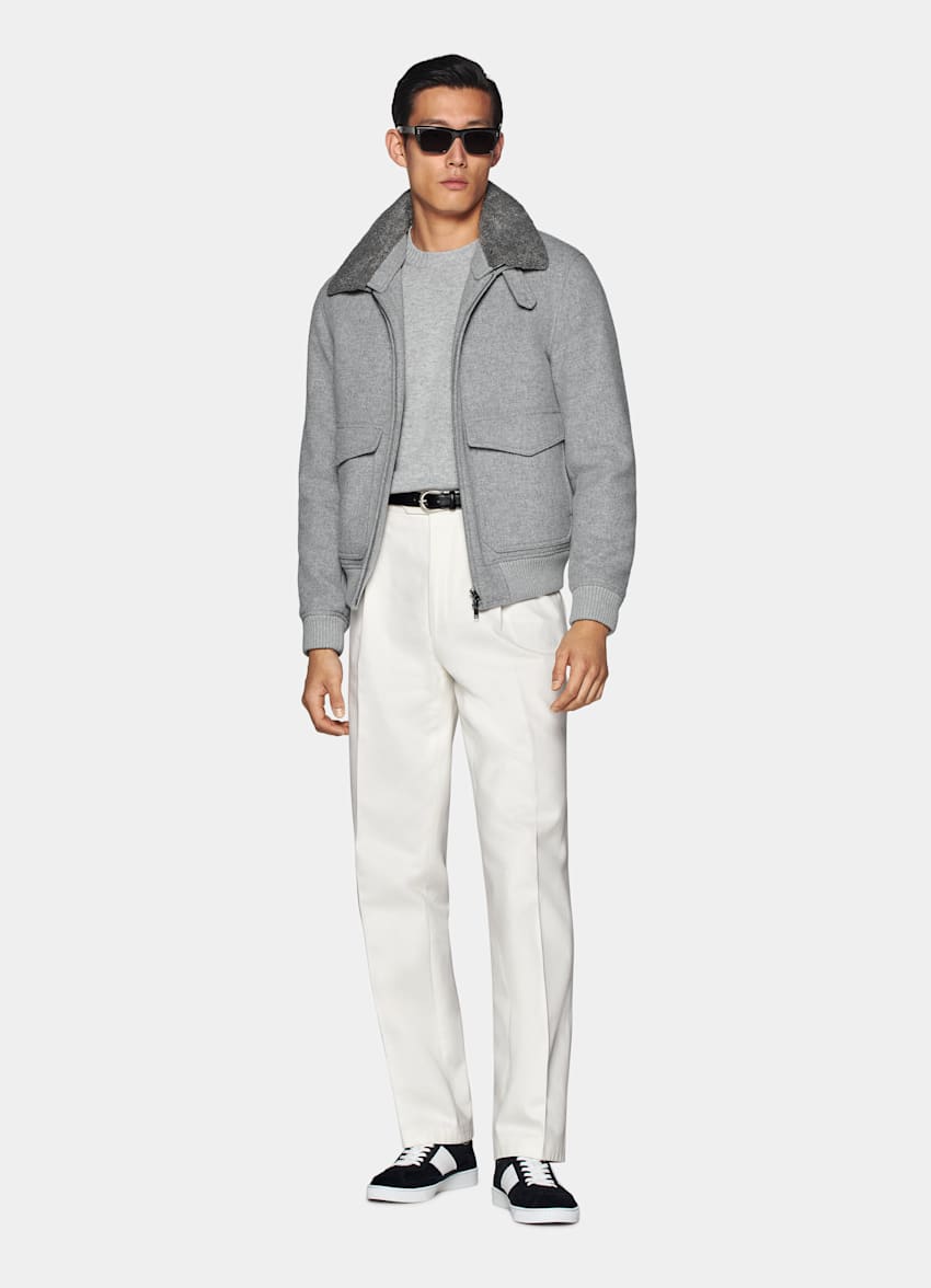 Light Grey Bomber Jacket