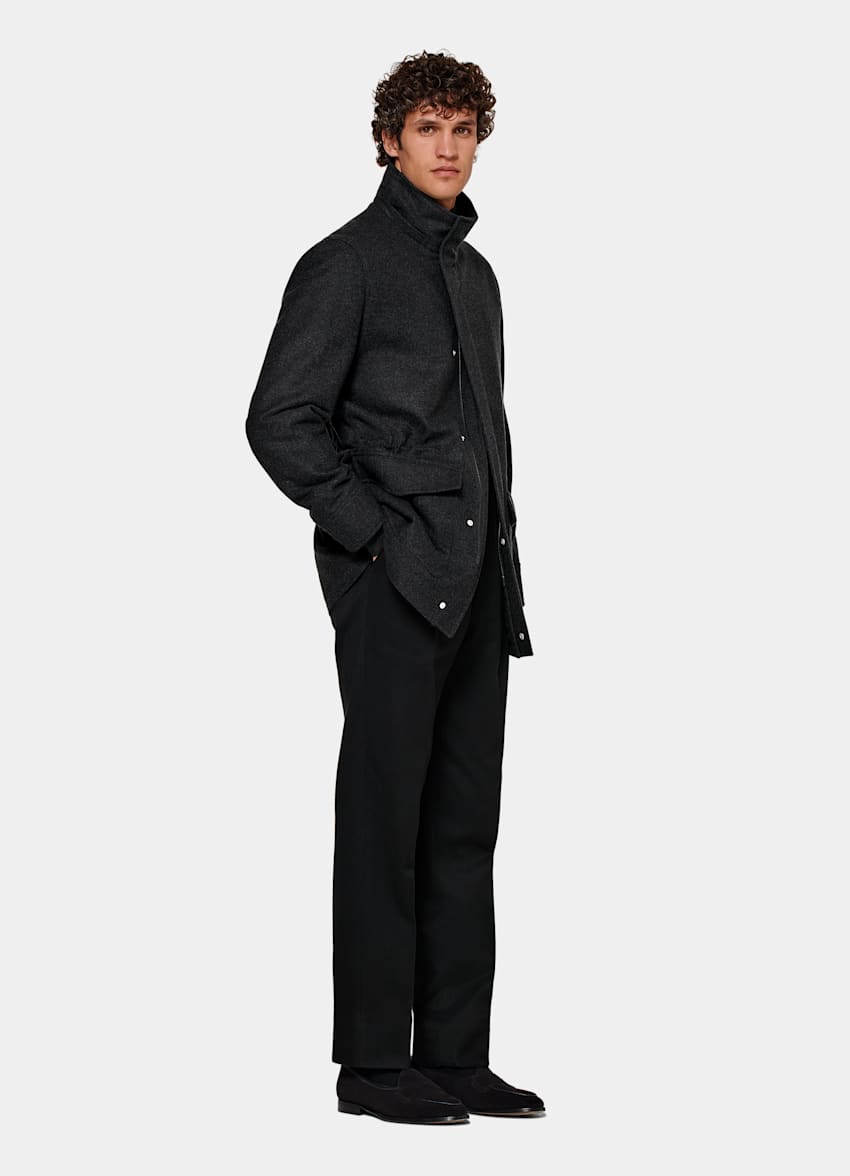 Parka acolchada gris oscuro