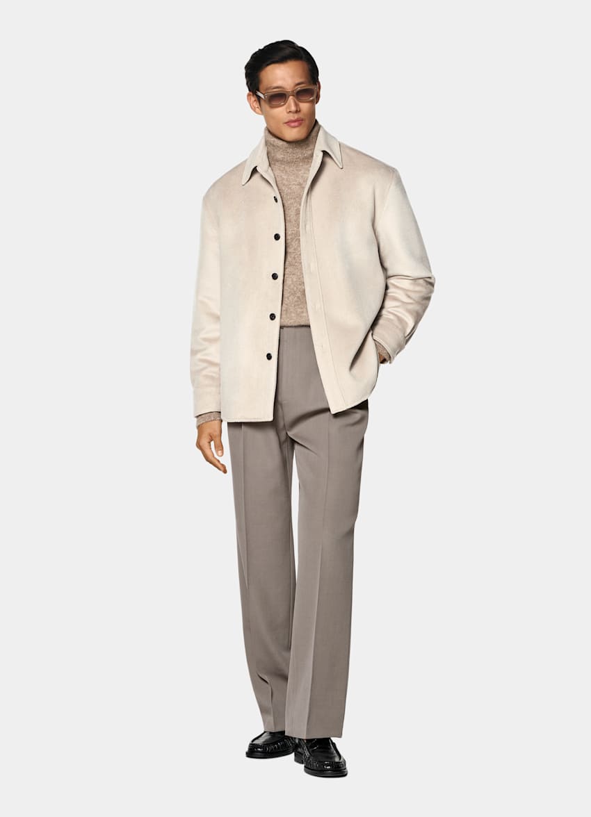 Giacca camicia taupe chiaro relaxed fit