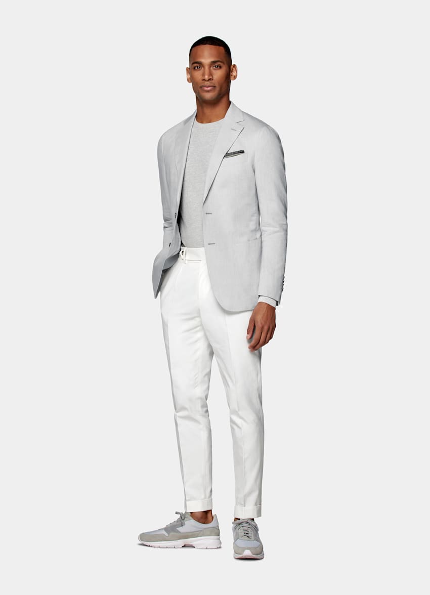 Light Grey Tailored Fit Havana Suit Jacket
