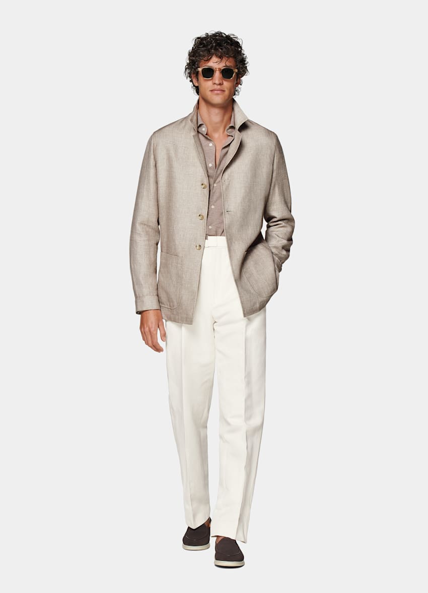 Mid Brown Relaxed Fit Shirt-Jacket