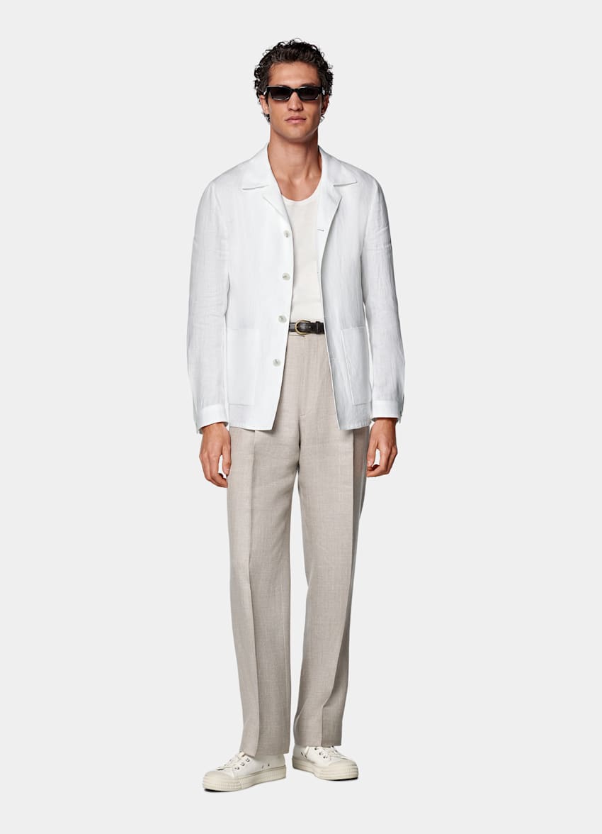 White Relaxed Fit Shirt-Jacket