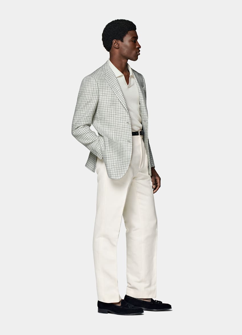 Light Grey Checked Tailored Fit Havana Blazer
