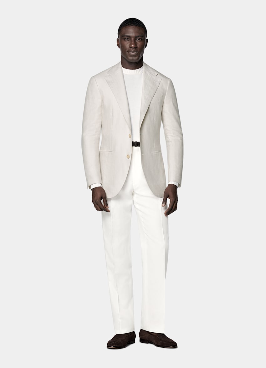 Blazer Roma color arena punto de espiga corte Relaxed