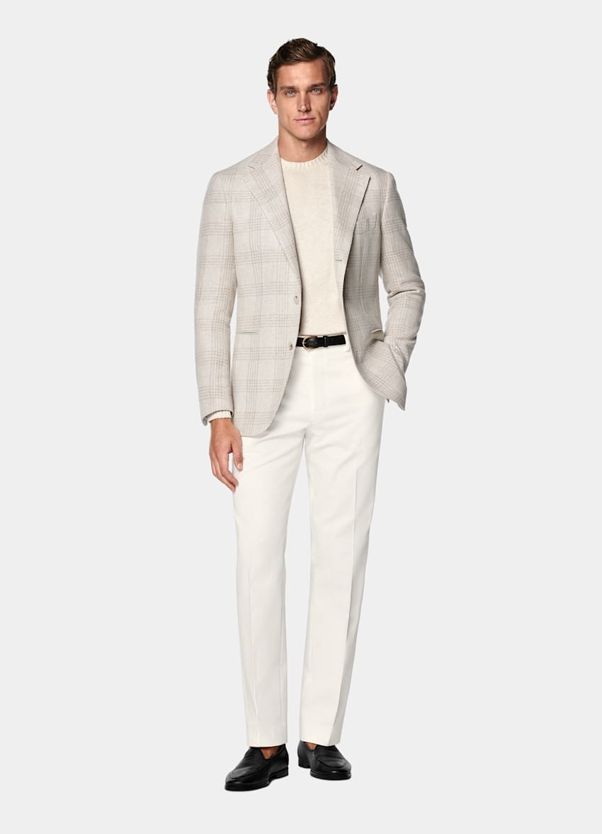 Blazer Roma gris topo claro a cuadros corte Relaxed