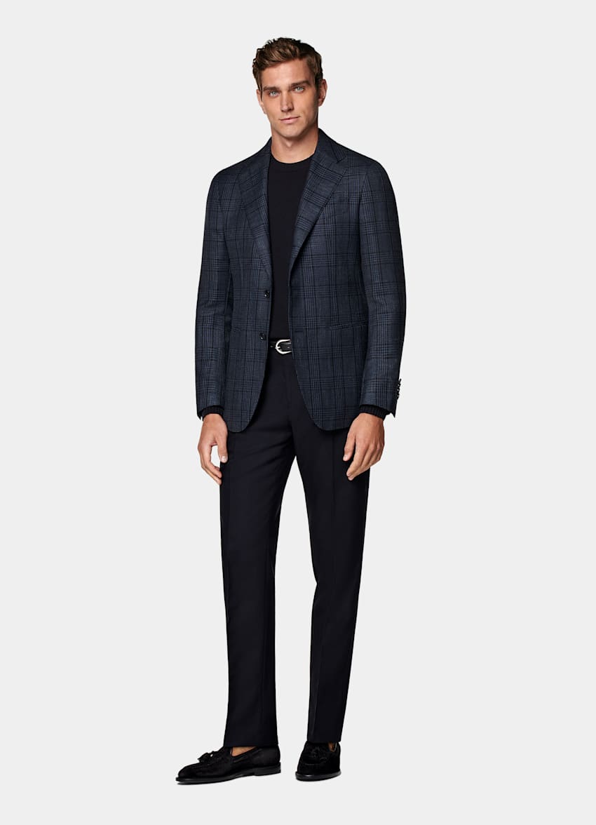 Blazer Havana azul marino a cuadros corte Tailored