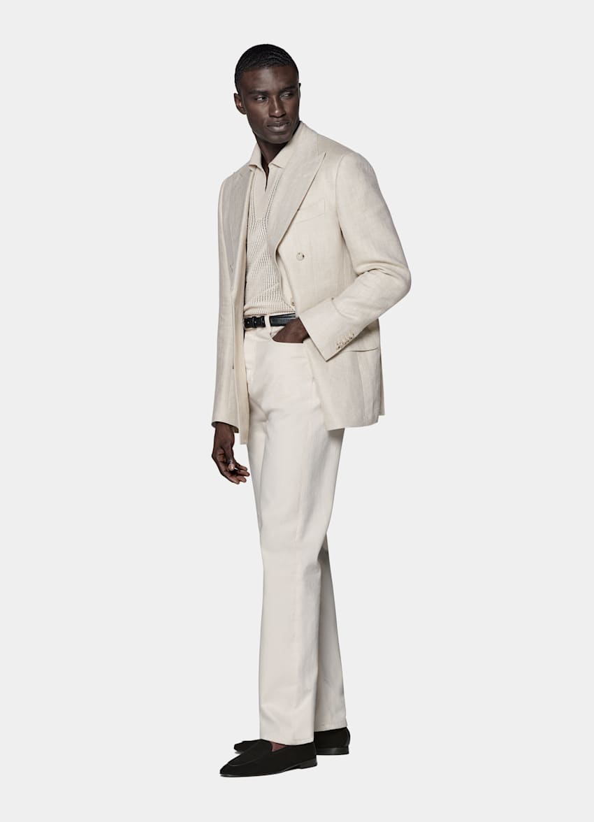 Blazer Milano coupe Tailored taupe clair à chevrons