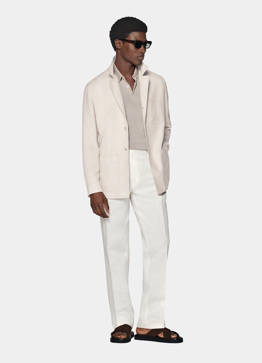 Light Taupe Relaxed Fit Shirt Jacket