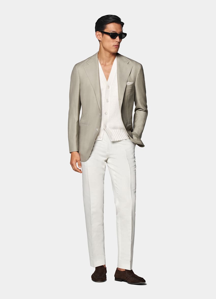 Blazer Roma verde claro punto de espiga corte Relaxed