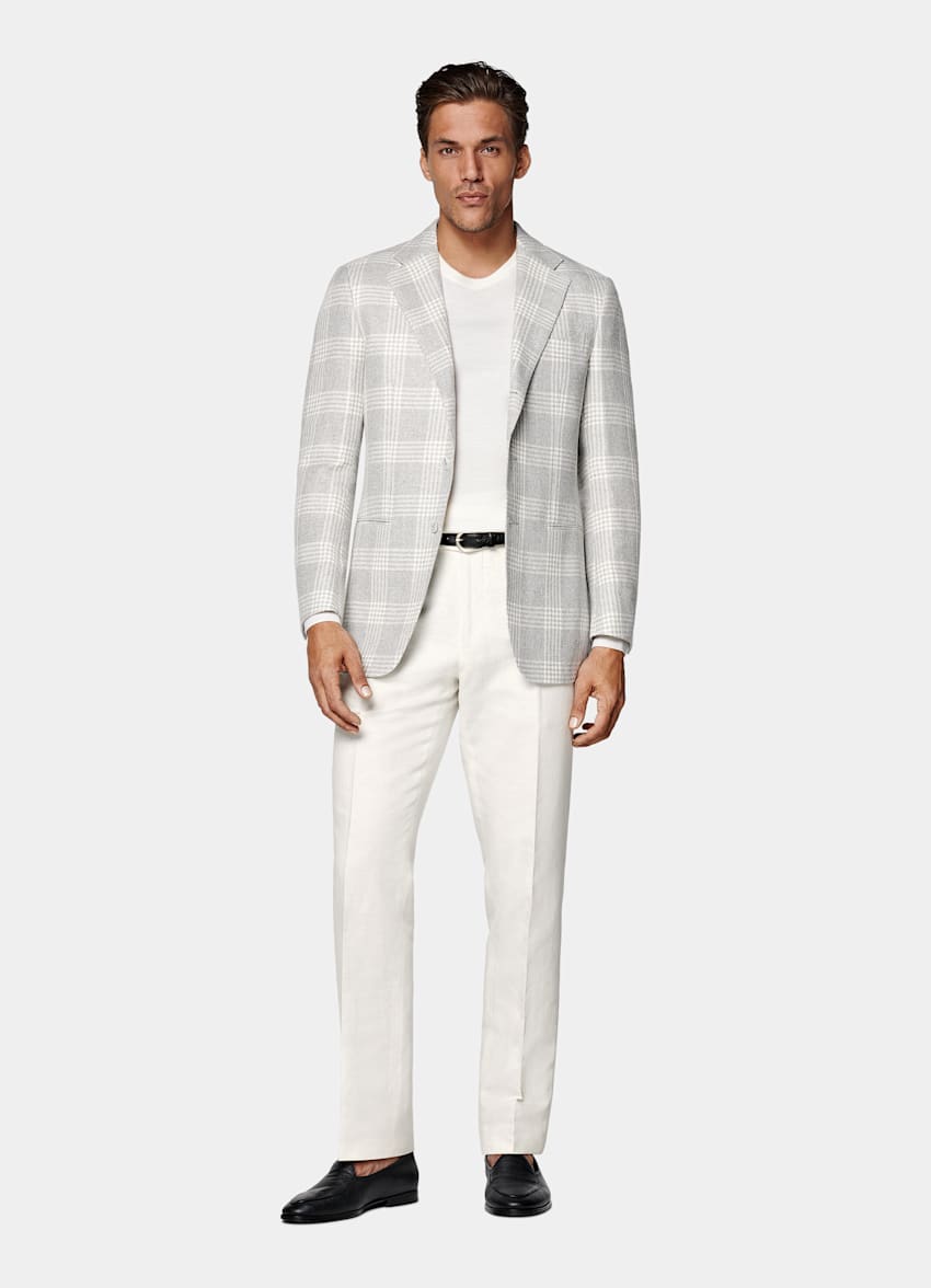 Blazer Havana gris claro a cuadros corte Tailored