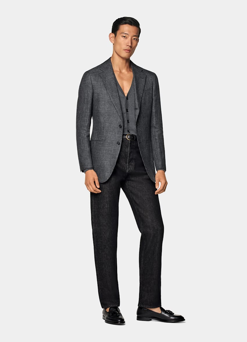 Blazer Havana gris oscuro a cuadros corte Tailored