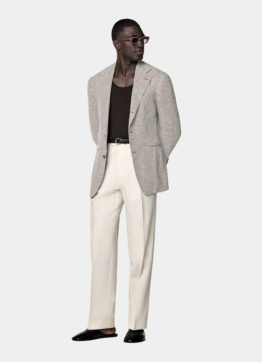 Mid Brown Checked Relaxed Fit Roma Blazer