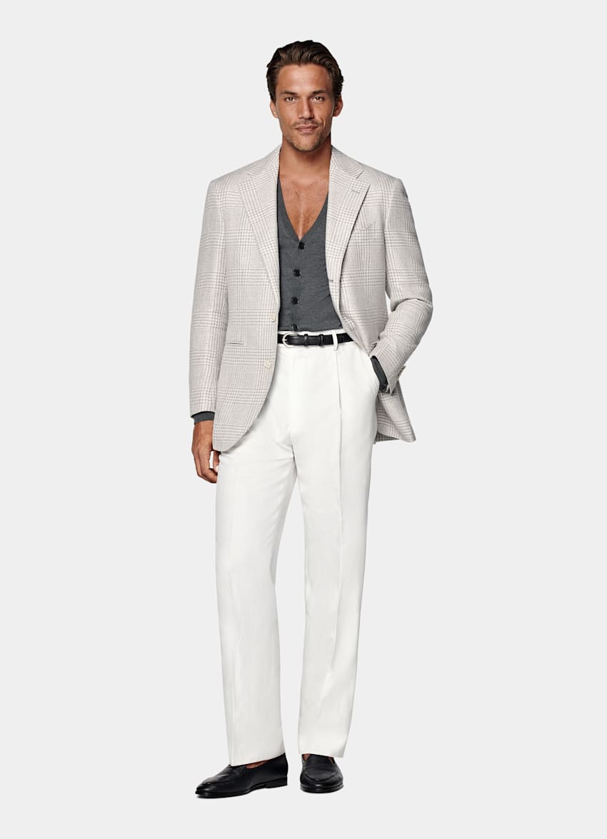 Blazer Roma gris claro a cuadros corte Relaxed