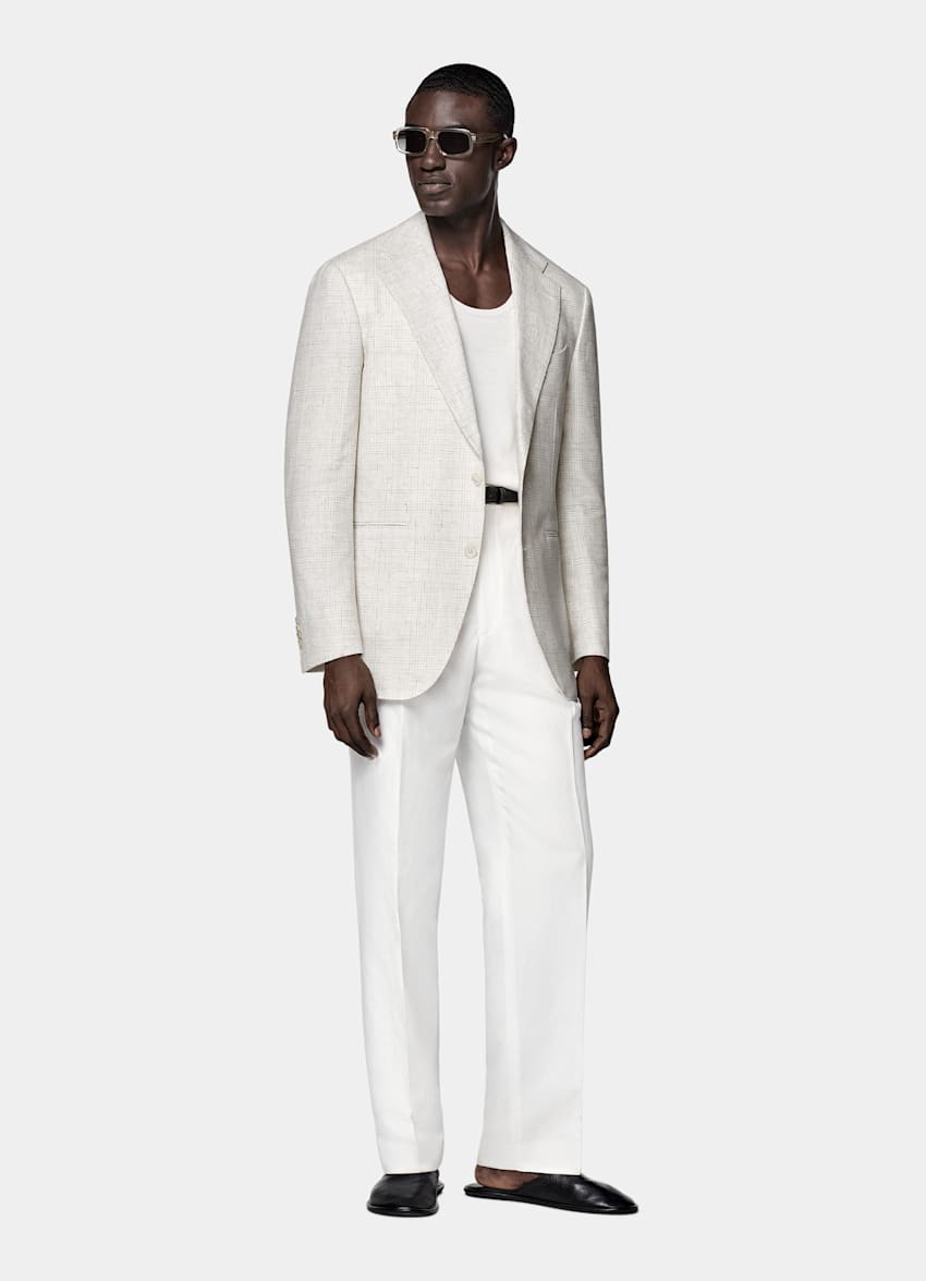 Light Grey Checked Relaxed Fit Roma Blazer