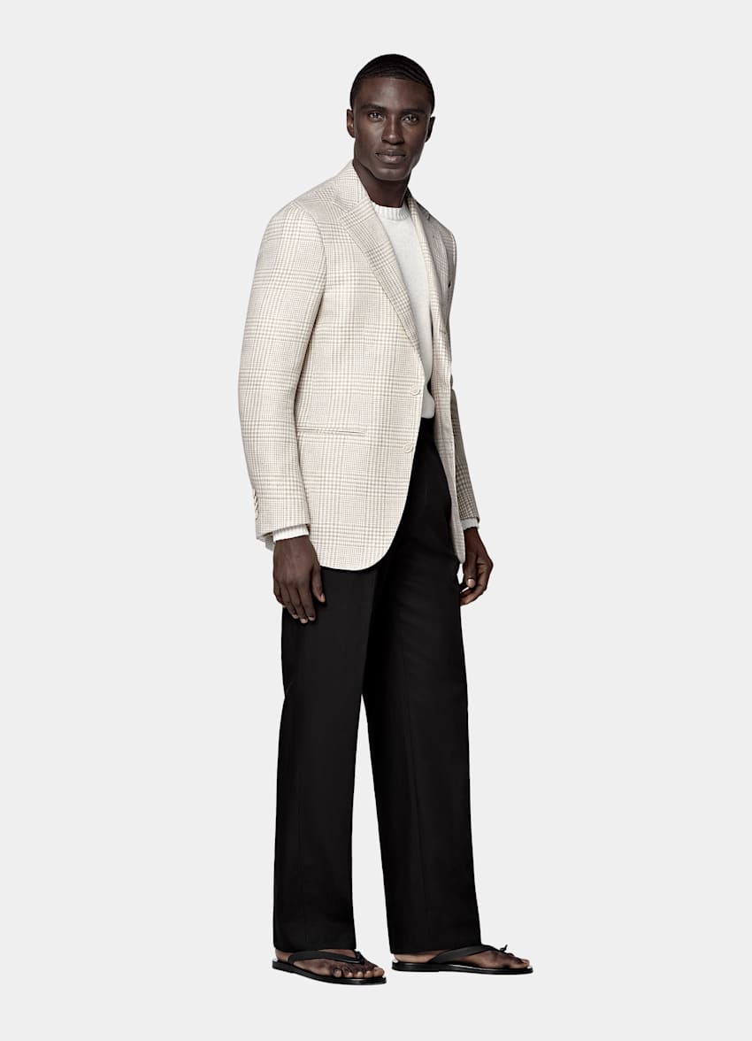 Light Brown Checked Relaxed Fit Roma Blazer