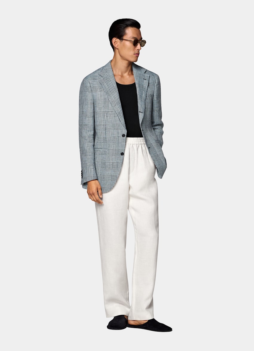 Veste Roma coupe relaxed bleu clair &agrave; carreaux