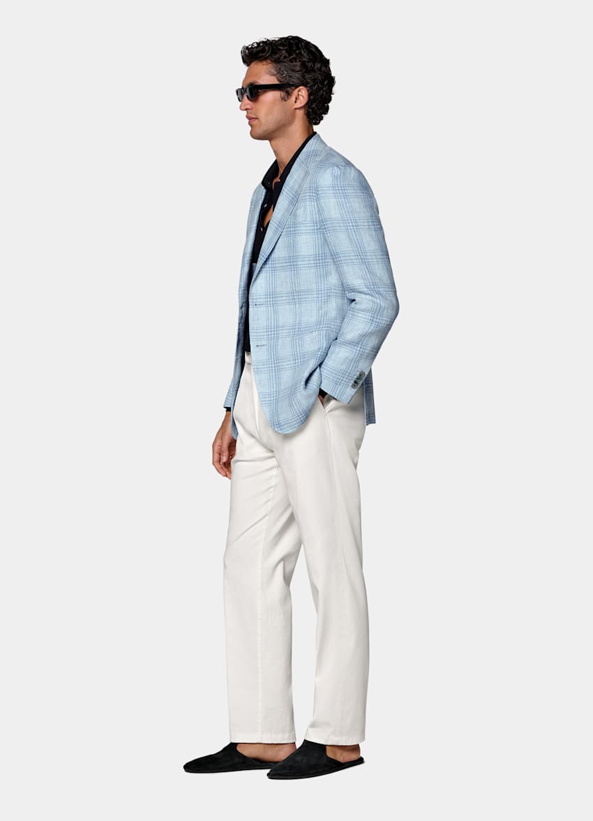 Blazer Havana azul claro a cuadros corte Tailored