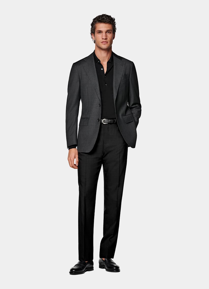 Dark Grey Tailored Fit Havana Suit Jacket