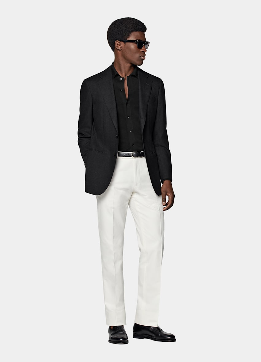 Dark Grey Tailored Fit Havana Suit Jacket