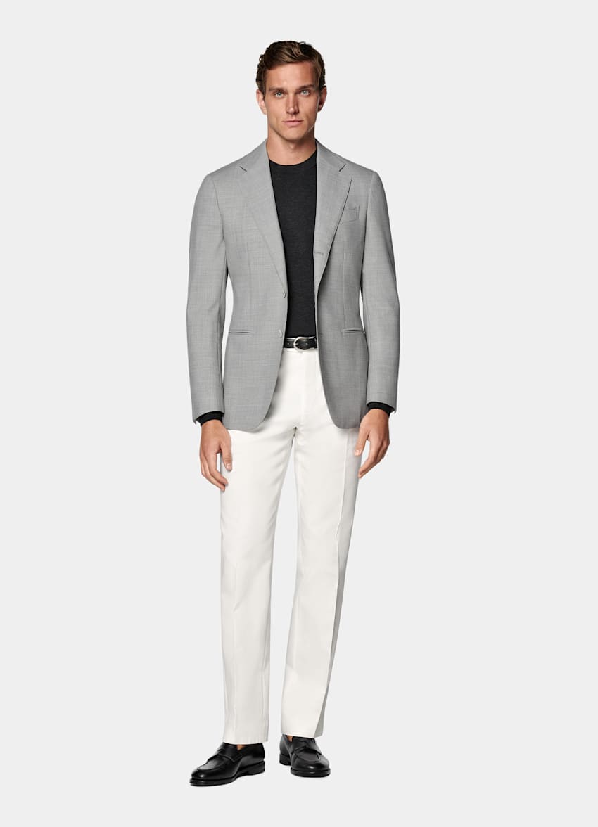 Light Grey Tailored Fit Havana Suit Jacket