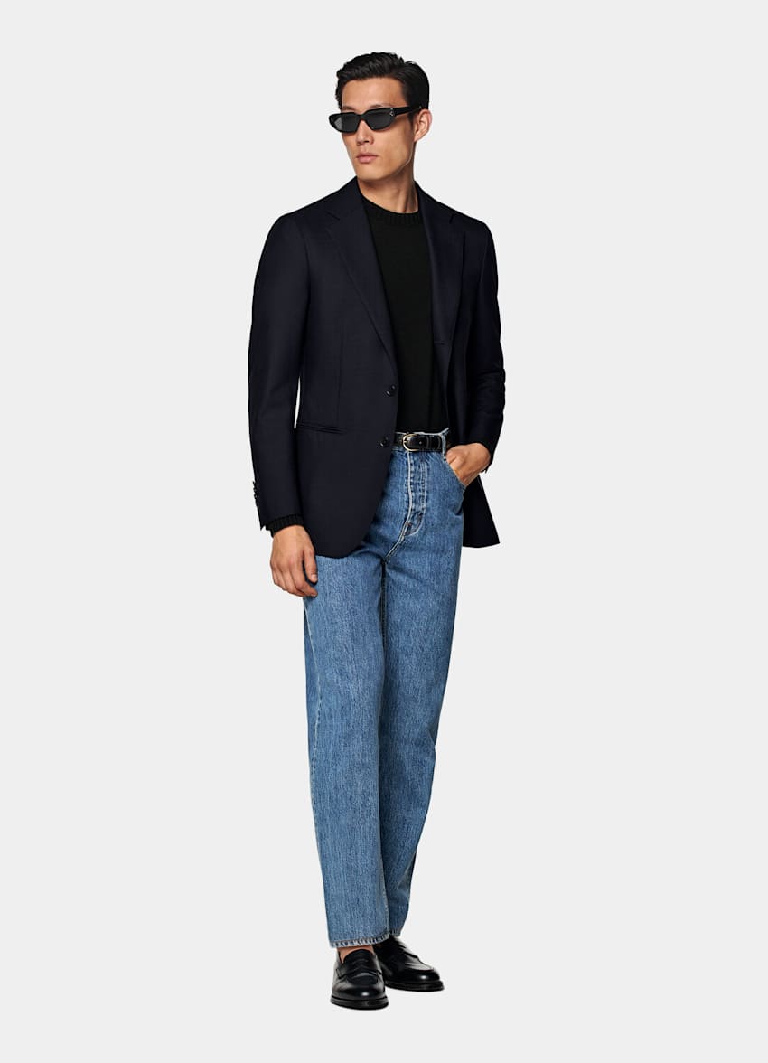 Blazer de traje Havana azul marino corte Tailored