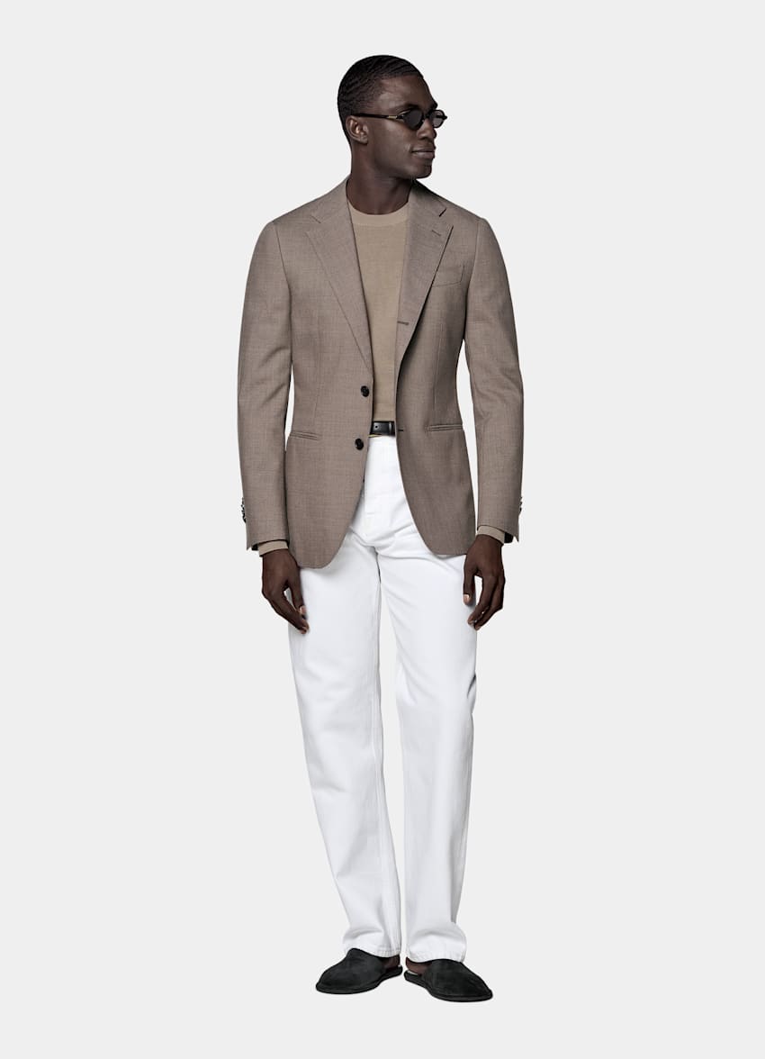 Taupe Tailored Fit Havana Suit Jacket