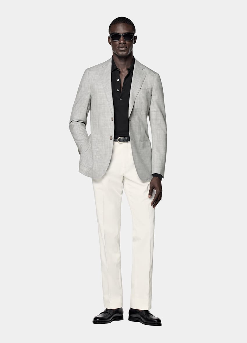 Light Grey Tailored Fit Havana Suit Jacket