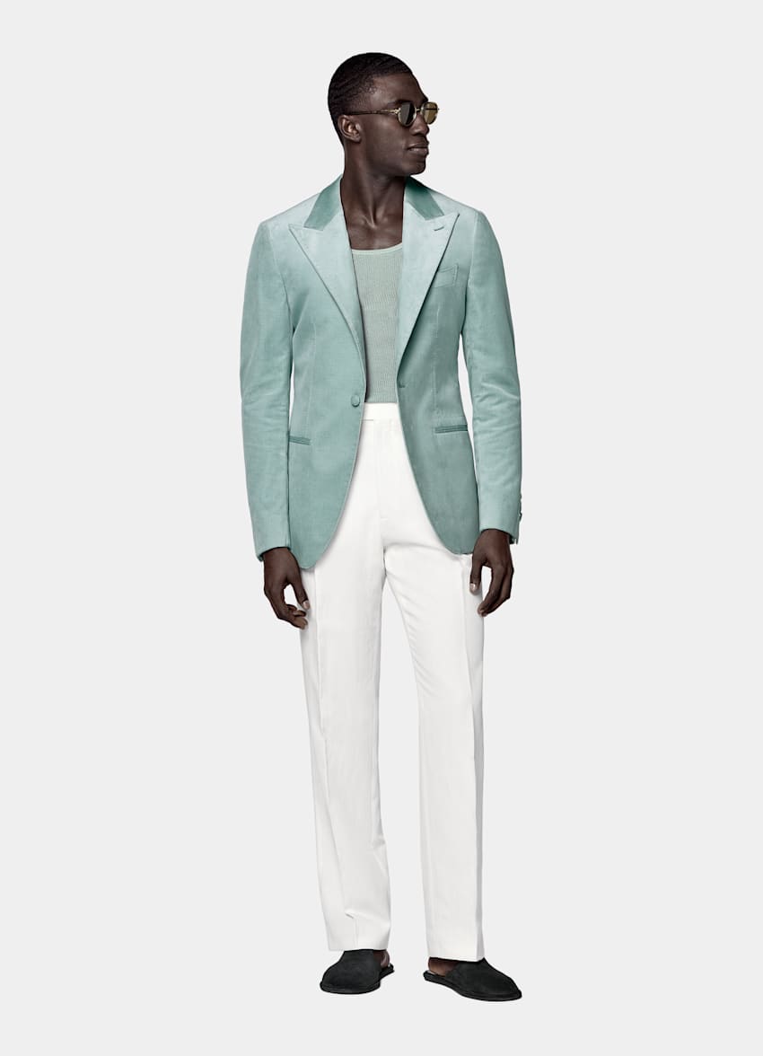 Mid Blue Tailored Fit Havana Dinner Jacket