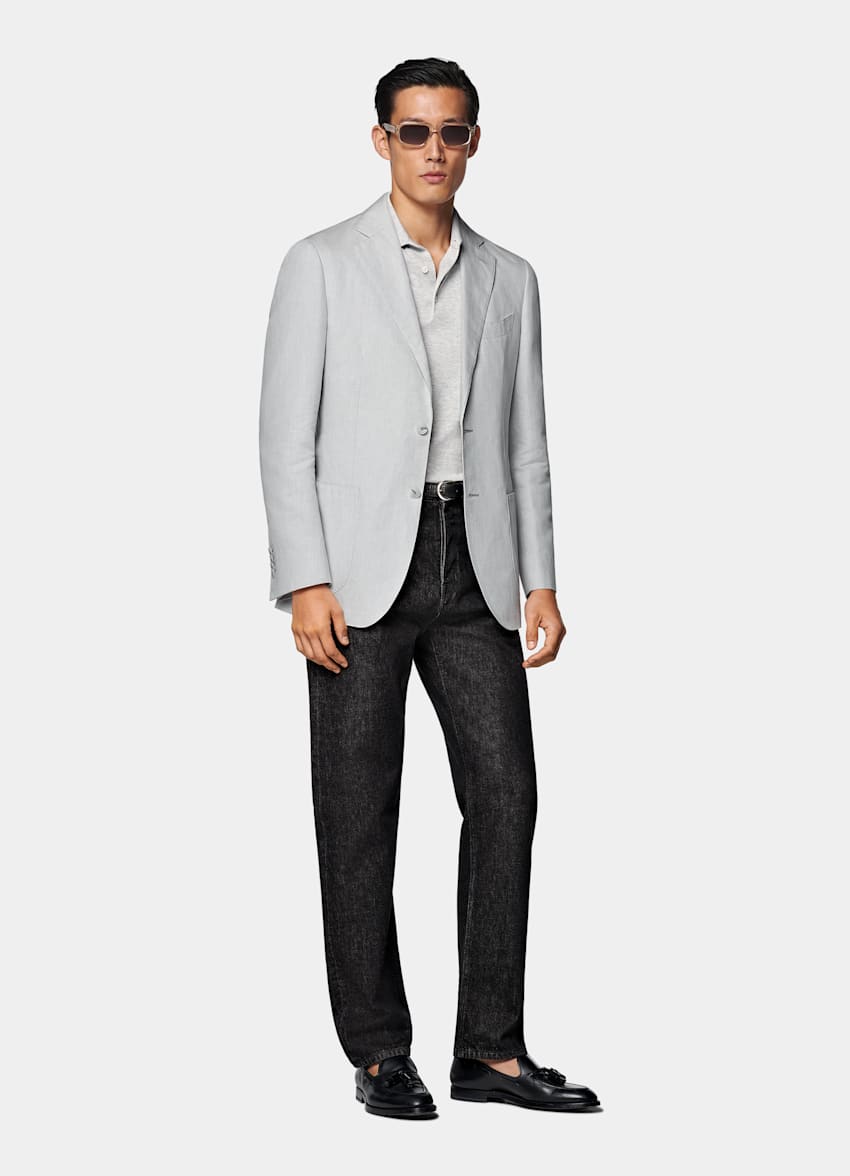 Light Grey Tailored Fit Havana Suit Jacket