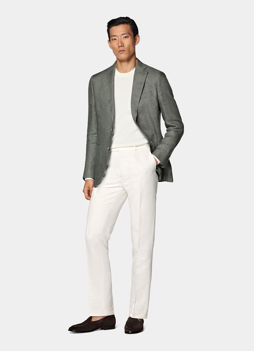 Mid Green Tailored Fit Havana Suit Jacket