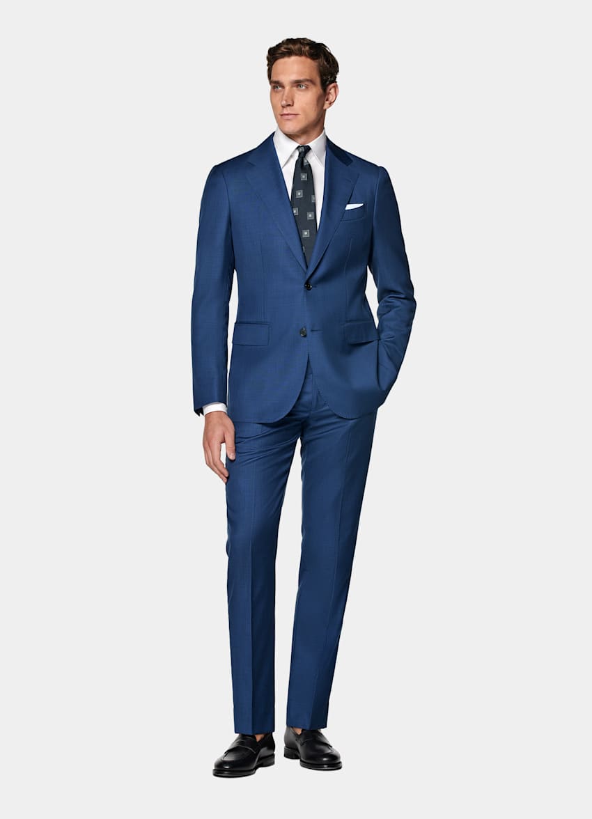 Mid Blue Tailored Fit Havana Suit Jacket