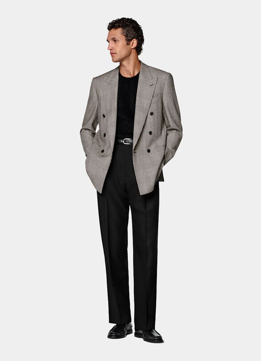 Mid Brown Checked Relaxed Fit Roma Blazer